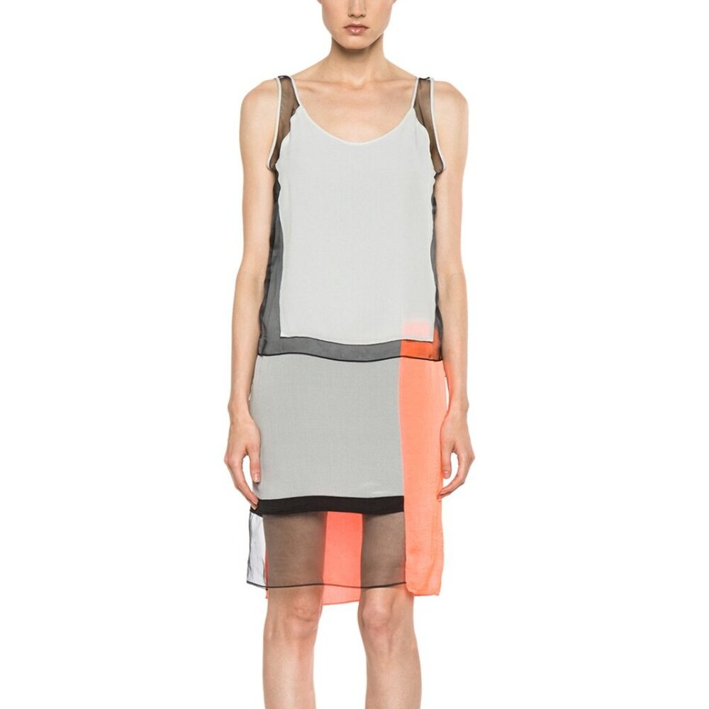 Helmut Lang SS/13 Sunburn & Black Colorblock Chroma Draped Dress